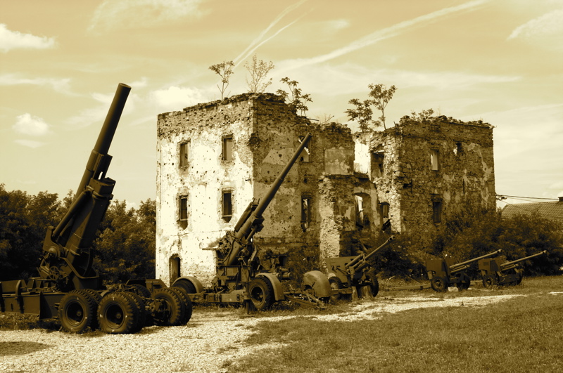 relics from the war - anti-aircraft guns